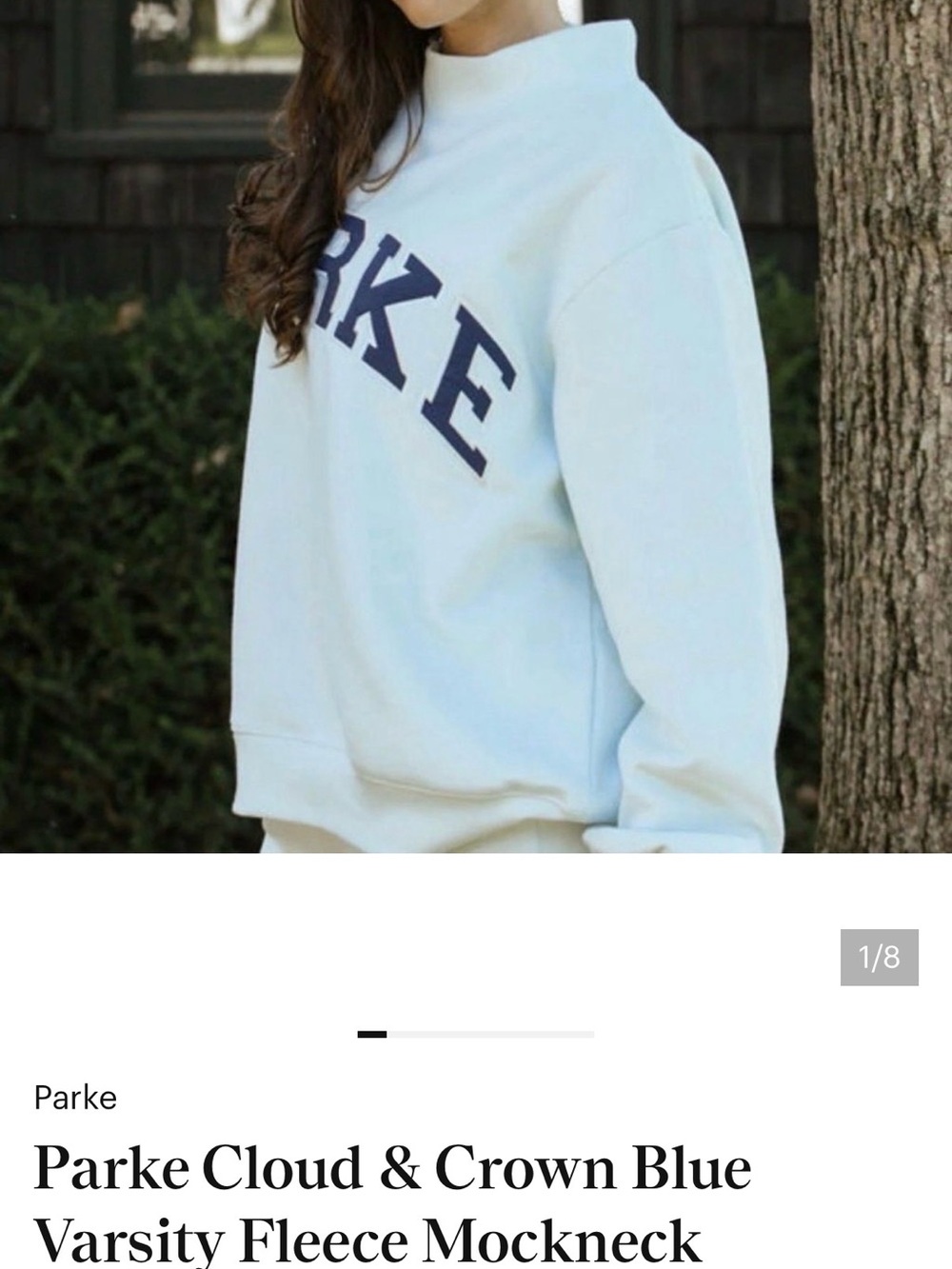 Parke Cloud Blue Varsity Fleece Mockneck Sweatshirt L/XL
